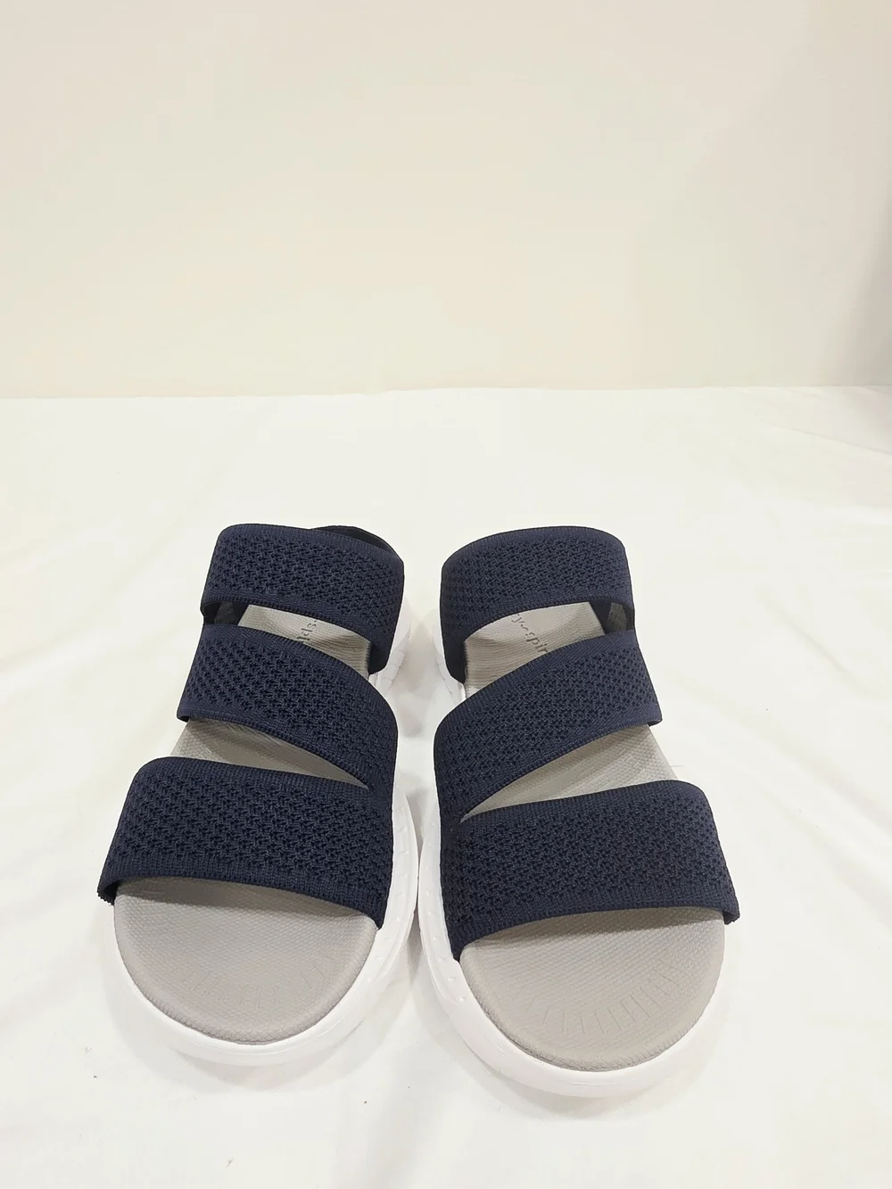 Easy Spirit Navy Dassian Triple-Strap Slide Sandals with Gray Footbed